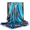 Foulards 90 * 90cm Mode Mouchoir Cou Écharpe Femmes Petit Châle Soie Satin Cheveux Femme Carré Bandeau Bandana Tête Silencieux Plage Wrap