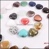 Stone Loose Beads Jewelry 30Mm Heart Ornaments Natural Rose Quartz Turquoise Naked Stones Decoration Hand Play Handle Pieces Acc Dhreo