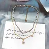 Chokers Vintage Two Layer Choker Necklaces For Women Created Pearls Heart Cross Pendant Necklace 2022 Collar Fashion Jewelry GiftsChokers