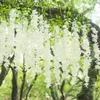 ウィステリア人工花ヴァインリースウェディングアーチ装飾葉のレーフラタントレインシルクフラワーアイビーウォール装飾植物C0810G02
