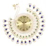 Stor 3D Gold Diamond Peacock Wall Clock Metal Watch for Home Living Room Decoration Diy Clocks Crafts Ornament Gift 54CM 2674 T2