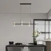 Pendelleuchten Luxus-Wohnzimmerleuchten Moderner minimalistischer Esszimmer-Bartisch-Kronleuchter Nordic Long Strip Kreatives Design SensePendant