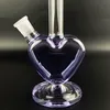 9 pulgadas en forma de corazón púrpura Bong de vidrio Hookah Shisha Dab Rig Tabaco para fumar Pipa de agua Filtro Bubbler