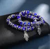 8MM Turkey Evil Blue Eyes Beaded Strands Bracelets Chain Men Women Kids Religious Hamsa Hand Charm Bracelet Bangles Handmade Jewelry