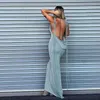 Backless Maxi Dress Sexy Orange Spaghetti Strap Bodycon For Women Long Club Party Beach Summer Outfits 21058 220613