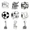 925 Sterling Silver Ciondola Charm colore argento 1pc borsa amore pumpkim calcio mulino a vento gatto auto pesce uccello Bead Fit Pandora Charms Bracciale Gioielli fai da te Accessori