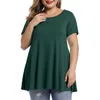 Kadınlar Yaz Kısa Kollu Katı Sıradan Bluz Tişört Plus Boyut 5xl 6xl Ladies Tunik Peplum Tops 220526