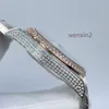 Montre classique pour hommes montre de luxe entièrement diamantée 41 mm mécanique automatique en acier inoxydable vert romain diamant numérique montres étanches