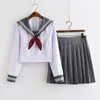 Roupas conjuntos de meninas adolescentes uniformes escolares outono marinheiro japonês uniforme anime costplay figurin shirt size de saia plissada