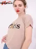 Sommar lös koreansk kläder T-tröja Mode Eiffeltornet Pärlor Kvinnor Toppar Kortärmad Bottom Tröja Tees Casual T02202 220321