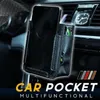 Car Organizer Multifunctional Air Vent Storage Pocket PU Leather Bag Mobile Pen Phone Key W8O5