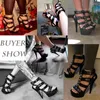 Dress Shoes Dames Stiletto High Heeled Sandalen Open Toe Ankle Gladiator Punk Goth Platform Black Super Heels Branddress