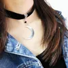 Collane con ciondolo VamGoth1573 Collana con colletto chocker in velluto gotico per donna Vingate Cresecent Silver Color Occult Dark JewelryPendant