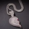 Iced Out Broken Heart Pendant Halsband för män Kvinnor Fashion Hip Hop Jewelry Lover Halsband 1 Par273K