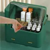 Caixas de armazenamento BINS COSMETIC Organizer Box Desktop gaveta Jóias de plástico banheiro à prova d'água Caso de maquiagem de beleza de Natal