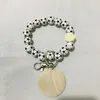 DIY Perlé Bracelet Porte-clés Pendentif Party Favor Sports Ball Football Baseball Basket-Ball En Bois Perle Bracelet SN6448