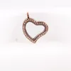 Hänghalsband släpp silver/ svart/ chokladhjärta 316l rostfritt stål flytande skåp hänge hänge