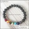 Tennis Bracelets Jewelry Unisex 7 Chakra Bracelet With Volcanic Lava Frosted Agates Wrists Lion Buddha Charm For Men And Women1 Drop Deliver