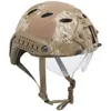 Açık Mekan Ekipman Airsoft Paintabll Atış Camo Kask Kafa Koruma Gear Abs Pj Gözlük ile hızlı taktik kask No01-004