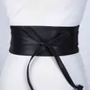 Wiipu Womens Fashion Leather Obi Style Wide Caist Band Belto8m2