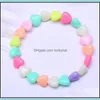 Charme Bracelets Bijoux Enfants Filles Bonbons Couleur Forme De Coeur Perlé Acrylique Élastique Enfants Fête D'anniversaire De Dhm4Z