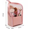 1 Pc Stand Cosmetic for Women Clear Zipper Travel Female Makeup Brush Holder Organizer Toiletry Bag 220701