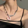 Anhänger Halsketten Mode Metall Kette Perlen Nähen Halskette Für Frauen Acryl Rosa Hohl Herz Mädchen Hochzeit Schmuck GeschenkAnhänger