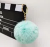 8cm Pompom Keychain Car Key rings Gold Color Chains Pompons Fake Faux Rabbit Fur Charms Chain DIY Pom Poms Balls Keyring Women Bag Pendant Jewelry Gifts 17 colors