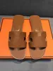 2022 Designer Mulheres chinelas de couro genuíno sandálias de verão H Sandálias de Oran Sandálias Flip Flip Flip Skin Slides Ladies Beach Sandal Party Wedding Slipper 35-42 ZGY7