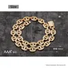 Kedjor Hip Hop Micro Paled CZ Stone Bling isade ut 16mm Solid Coffee Bean Pig Nose Link Chain Halsband för män Rapper Jewelrychains Chainsch