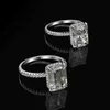 OEVAS Real 925 Sterling Silver Emerald Cut High Carbon Diamond 5A Cyrkon Obrączki ślubne dla kobiet Luksusowa Fine Jewelry Hurt