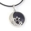 Pendant Necklaces Silver Plated Moon And Star Opalite Opal Round Rope Chain Necklace Blue Sand Stone JewelryPendant