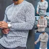 Tshirt długie rękawie szczupłe bawełniane mieszanka Mężczyzn Stripe Plaid Print Męski sweter pullover dla jesiennych mężczyzn odzieży swobodny streetwear 220811