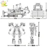 Huiqibao Mühendislik Kamyonu Model Yapı Taşları Araba Vinç Buldozer Tuğlaları Set 2in1 Robot Mecha Çocuk Oyuncakları Çocuklar İçin Çocuk Oyunu 220715