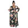 Plus Size Dresses XL-5XL Fashion Elegant Large Women Clothing Leopard Printing Long Sleeve Casual Dress Wholesale Drop