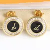 V Letter Studs Diamond Earrings Designer Women 5A Zircon Crystal Black Emamel 316L Rostfritt stål smycken Lyxörhängen Bijoux 2639793