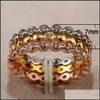 Band Rings Jewelry Shining Mti-Layer Metal Zircon For Women Fashion Ladies Wedding Engagement Ring As Valen Dhfqw