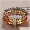 حلقات الفرقة المجوهرات مشرقة MTI-Layer Metal Zircon for Women Fashion Ladies Fedding Leading Learing as Valen DHFQW