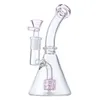 Narghilè rosa Soffione doccia Perc Bong in vetro inebriante Dab Oil Rigs Beaker Narghilè Tubo da fumo Tubo da 5 mm Tubi d'acqua spessi Cera 14 mm Femmina con chiodo Banger al quarzo