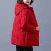 Jackets de mujeres Flugas sueltas Chaqueta de nieve 3xl 4xl 2022 Invierno Calidez de parkas femenino espesas algodón acolchado con capucha