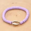 Rainbow Color Polymer Clay Disc Beads Strands Bracelet INS Style Alloy Shell Charm Bracelets for Summer Gift