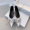 Kvinnor Flat High Heels Paris Diamond Pointy Sandaler French Sandals Silk White Black Stiletto