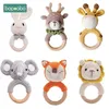 Bopoobo 1pc bébé hochets Crochet lapin hochet jouet anneau en bois bébé dentition rongeur bébé Gym Mobile hochets né jouets éducatifs 220531