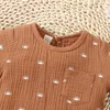 Enfant en bas âge Tenues d'été Bébé Garçon Survêtements Mignon Soleil Imprimer Poche Coton Lin T-shirts Shorts Costume Mode Enfants Filles Vêtements 220608