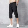 Shorts pour hommes Culottes d'été Nylon mince 3 4 Longueur Pantalon Homme Bermuda Board Séchage rapide Plage Noir Long 220615