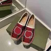 Jacquard Espadrille 디자이너 플랫 신발 가죽 Espadrilles 로파 캔버스 패션 레이디 여자 여름 흰 송아지 가죽 캐주얼로 로고 크기 35-40