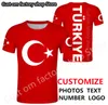 Türkiye T Shirt DIY Ücretsiz Özel İsim Numarası Tur T-Shirt Nation Flag Tr Türk Cumhuriyeti Türk Ülke Koleji Baskı PO Giyim 220609