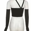 Yiallen Осенняя модная повседневная тонкая однотонная футболка со съемными рукавами с лямкой на шее для женщин, уличная одежда, дикий базовый женский топ W220409