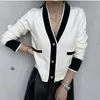 Vintage Ladies Knitted Cardigans Sweaters Women Long Sleeve V-neck Korean Office Fashion Slim Tops Cardigans 2022 Autumn Winter