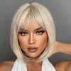 Wig Platinum Blonde Cosplay Daily Wig Short Straight Synthetic Bobo Head 220527